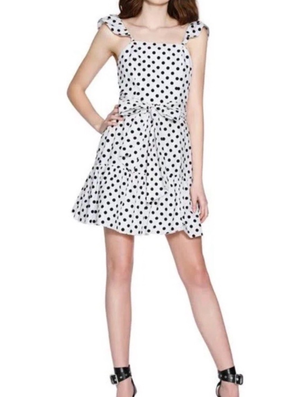Alice + Olivia White Mini Dress with Black Polka Dots